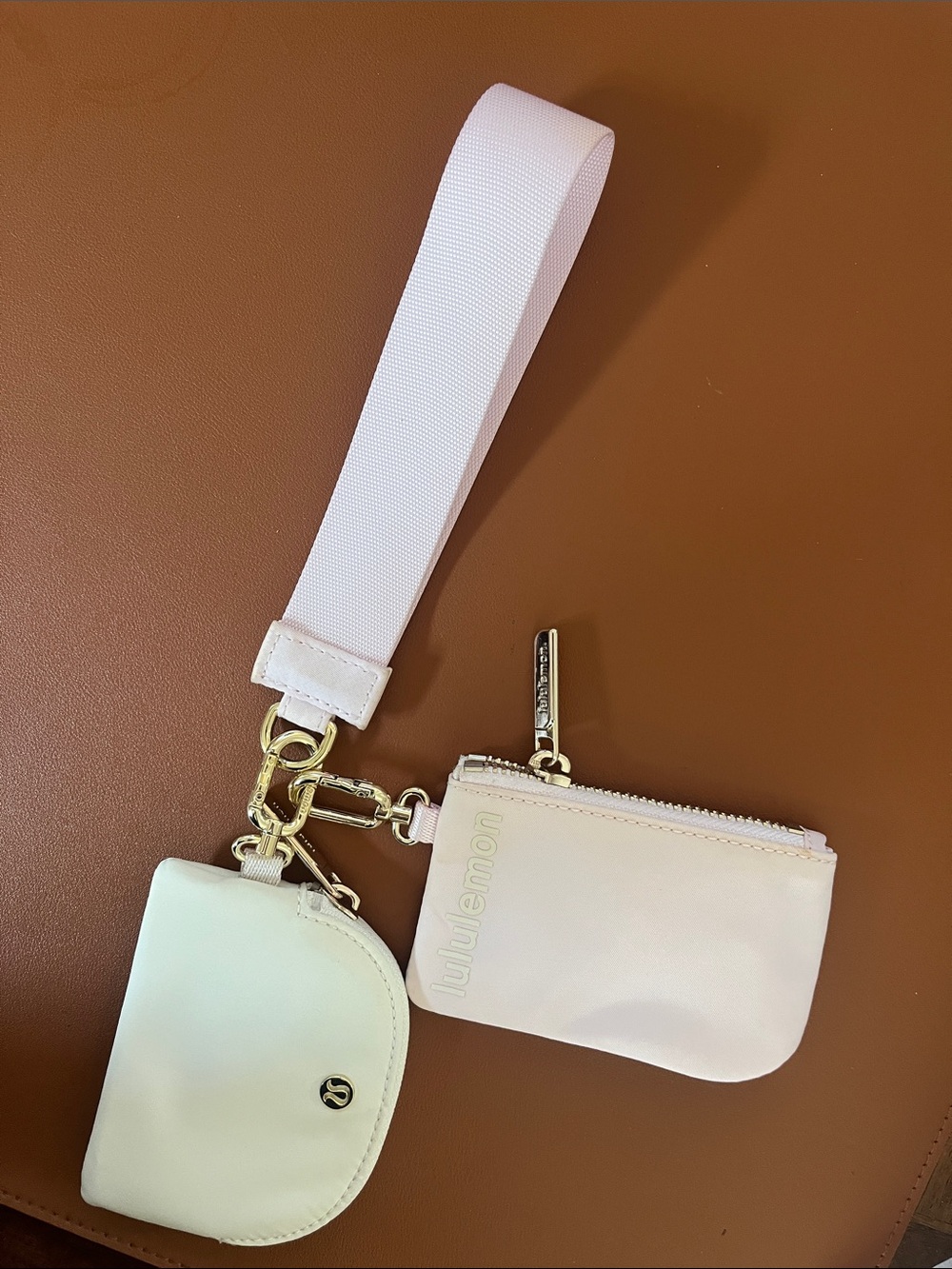 Lululemon Small Pink Strap Wristlet with Cream Coin Pouch NWOT